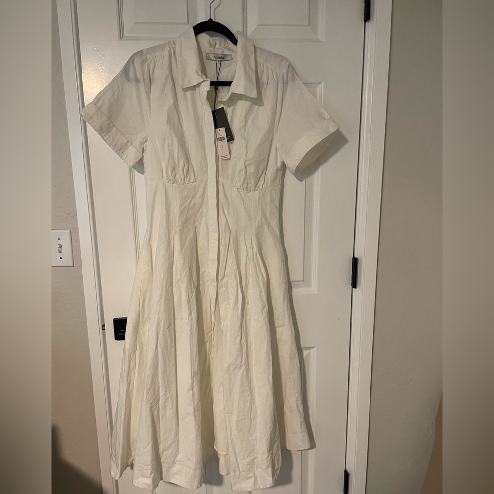 Anthropologie Aureta Studio x Anthropologie Pleated Shirt Dress M - Picture 4 of 12